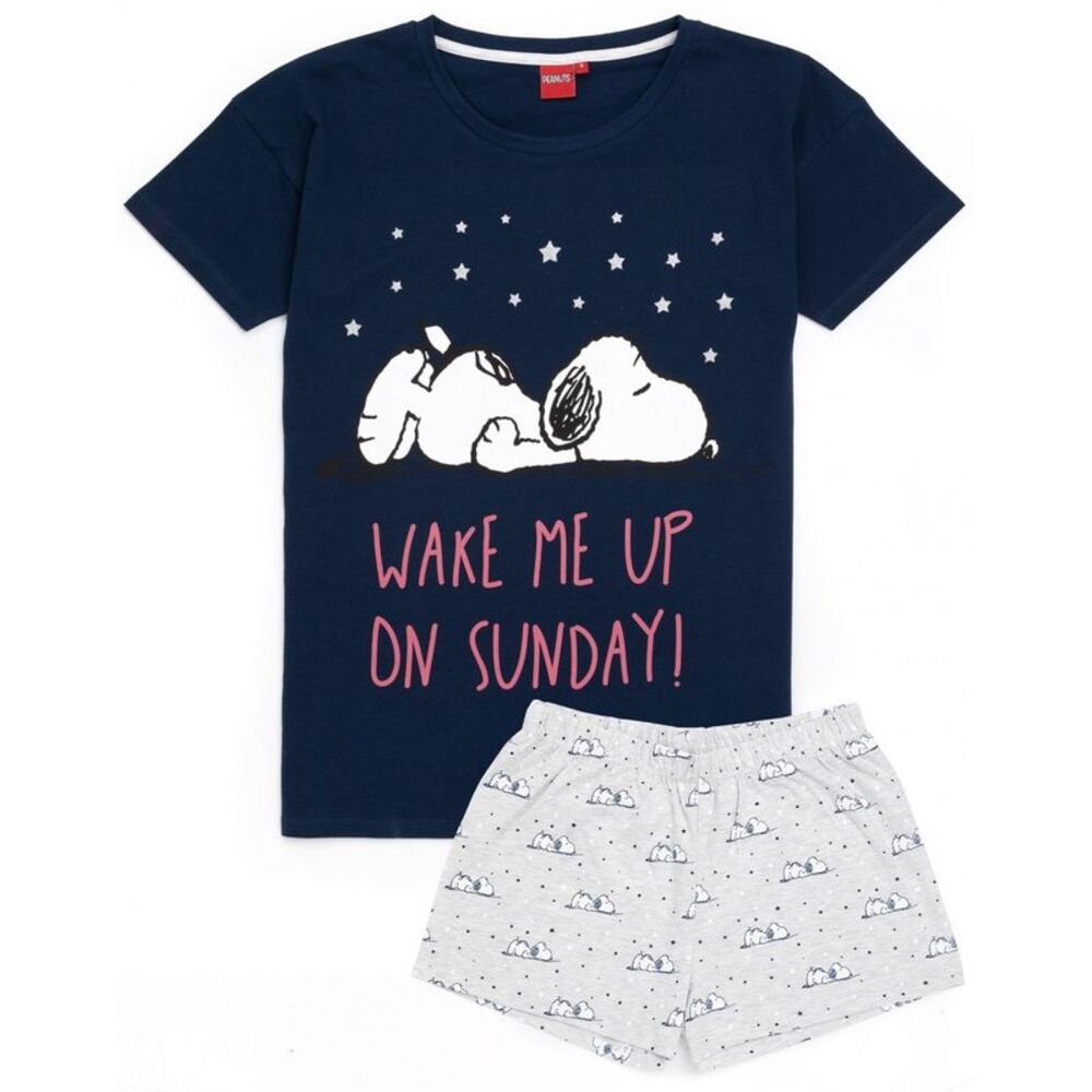 Snoopy Womens/Ladies Short Pyjama Set / Navy/Light Grey
